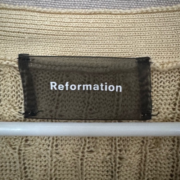 Reformation Cardigan Sweater Womens butter Yellow Annabell Cropped Knit Linen XS - Picture 6 of 11